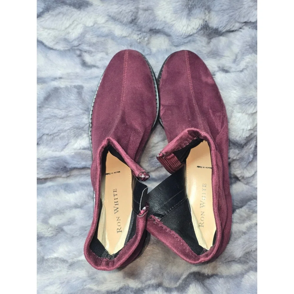 NEW Ron White‎ Giorgi Stretch Wine Burgundy Suede Ankle Boots EU 41 US 10